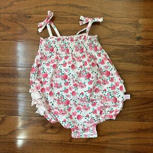 Ruffle Butts Pink Floral Roses Baby Romper
